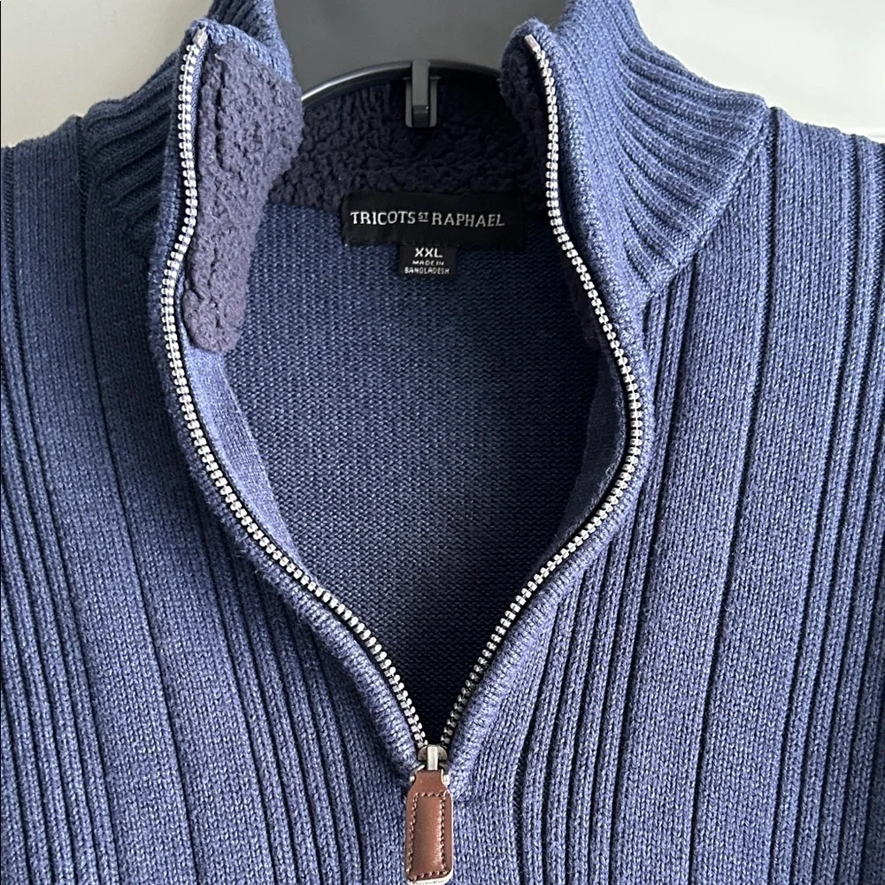 Tricots St. Raphael Men's Navy Blue Quarter -Zip Sweater - Size XXL